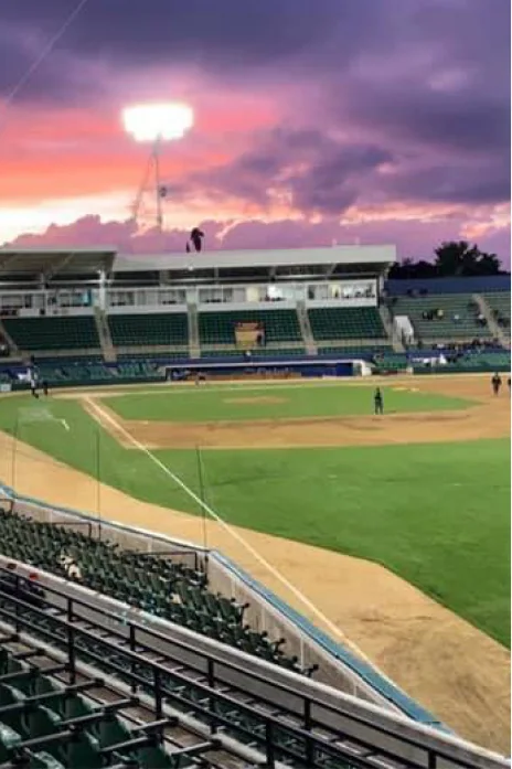 Estadio de béisbol con pasto sintético